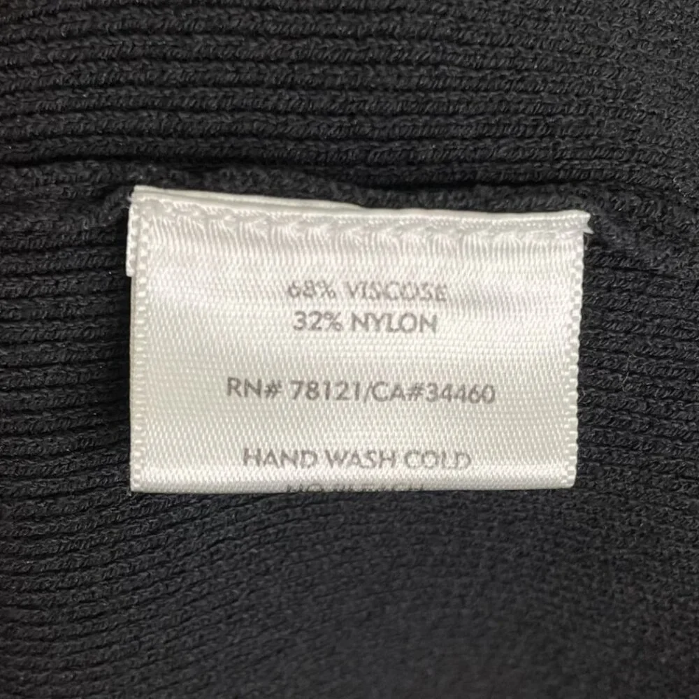 Eileen Fisher Black Ribbed Zip Front Cardigan, L - Picture 7 of 7